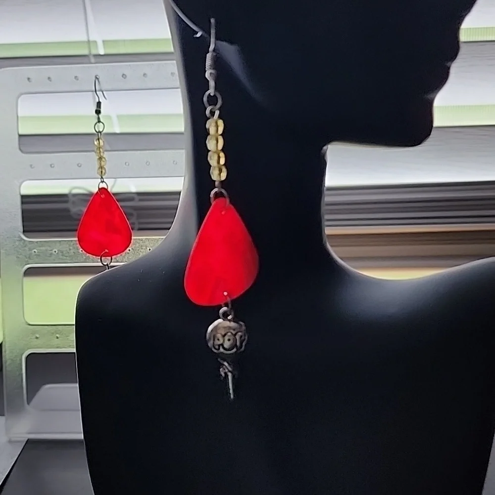 Handmade hot pink Dangle Earrings lolipop charms - Picture 4 of 5